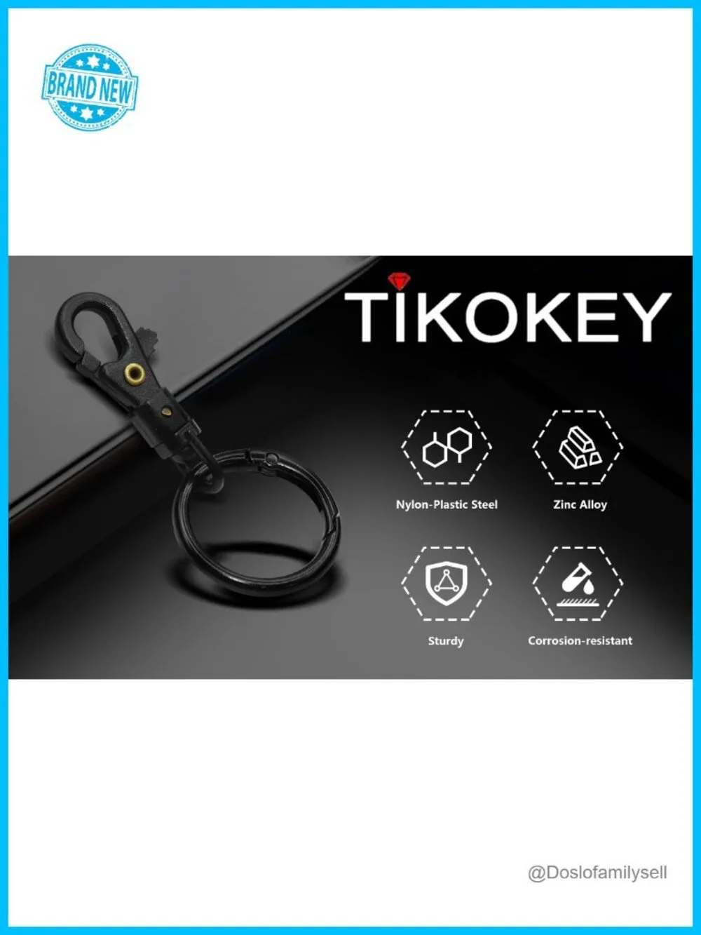 Lightweight Durable Nylon-Plastic Quick-Release 360° Swivel Keychain Clip